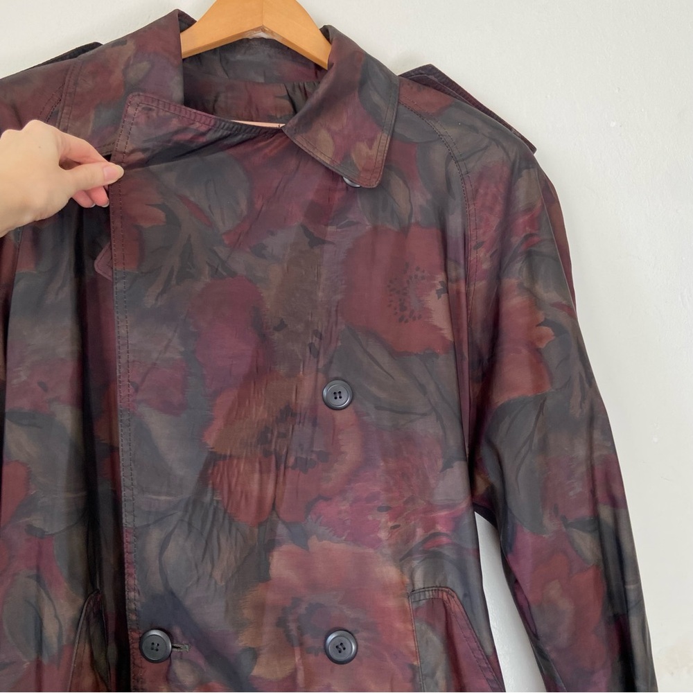 Vintage Dark Floral Trench Coat - Picture 5 of 16